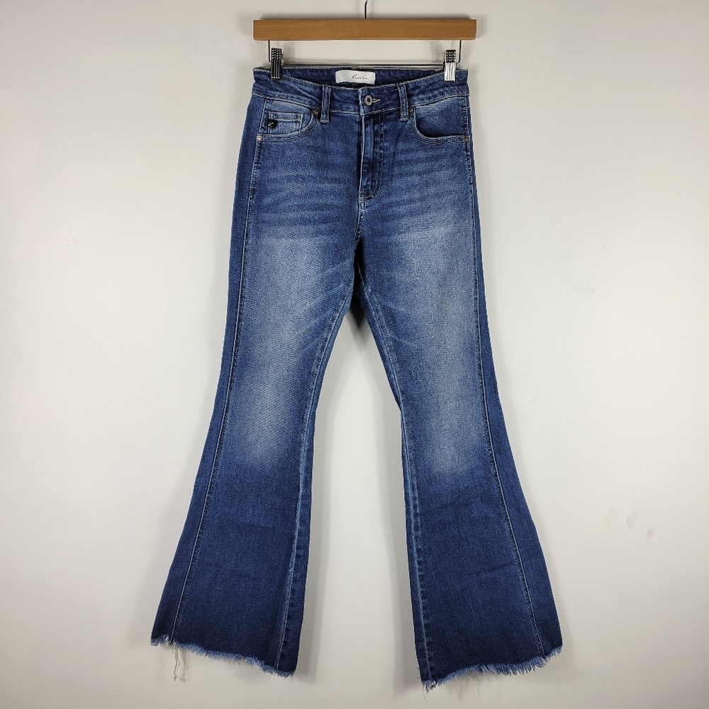KanCan High Waist Raw Hem Flare Bell Bottom Jeans